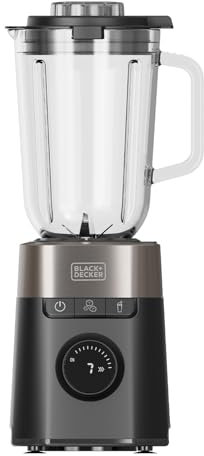 Black+Decker - Standmixer BXJB1201E 2200W | 2,2L Glasbehälter | 8 Geschwindigkeiten | 6 Edelstahlklingen | Pulse-Funktion | Smoothie & Ice Crush | LED-Display | Sicherheitssystem
