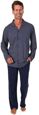 Normann Herren Langarm Schlafanzug Jersey Pyjama zum durchknöpfen, auch in Übergrössen