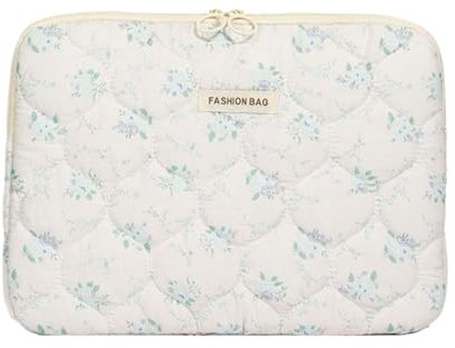 siduytin Jolie Pochette Florale pour Ordinateur Portable, étui matelassé pour appareils de 15 Pouces, Petite Fleur, Pochette pour Ordinateur Portable gonflée, Blanc, 13 Pouces