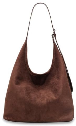 Aucuu Handtasche Damen, Wildleder Hobo Bag, Wildleder Tote Bag, Wildleder Shopper Tasche, Groß Crossbody Bag, Vintage Shoulder Bag, Retro Slouchy Bag, Beuteltasche Schultertasche
