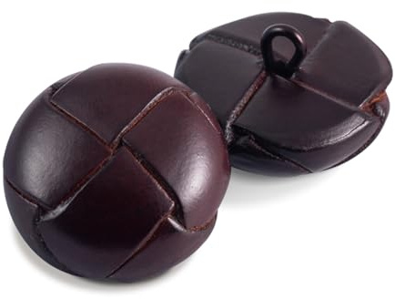 Fuikupe 5 Stück Lederknöpfe Lederbezogene Knöpfe 15/18/20/23/25/28mm Schwarz/Brauner Lederknopf für Nähzubehör für Mäntel und Jacken (Braun, 15mm)