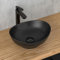 CASAMO Aufsatzwaschbecken Oval mit Lotus- Effekt, Waschbecken ohne Hahnloch, kleines Handwaschbecken für Gäste-WC & Bad, Elegantes Mini-Waschbecken (Schwarz Matt, 40 x 34 x 14,5 cm)