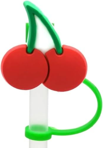 Red Cherry Straw Cap,Cute Silicone Straw Covers Cap for Stanley Cup, Dust-Proof Drinking Straw Reusable Straw Tips Lids Drinking Straw Dispensers,8mm Straw Covers Cap for Stanley Cup Accessories