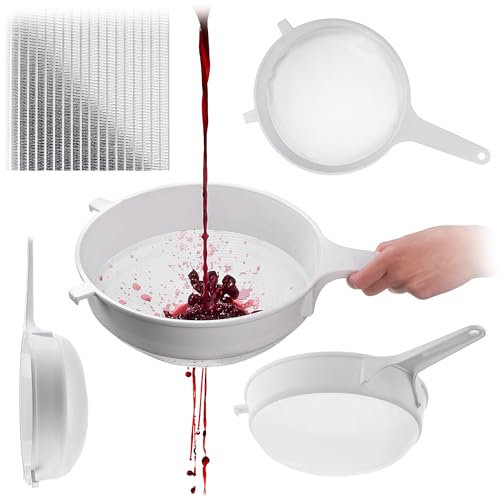 KADAX Küchensieb 25 cm, Feinsieb aus Kunststoff, Feinmaschiges Sieb aus Plastik, Kunststoffsieb für die Küche, Fein Plastiksieb mit lange Griff (Weiß)