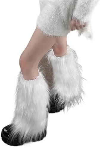 Générique 25/40cm Faux Fur Leg Warmers, Faux Fleece Boot Cuff Cover, Furry Leg Warmer for Women, Party Accessory Set