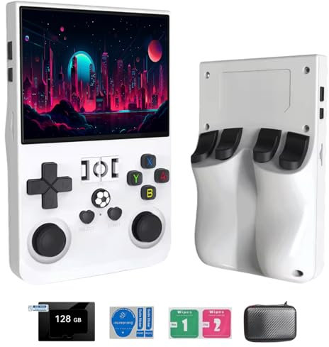 NULA 𝗡𝗲𝘄 R36S RPO Retro Handheld Spielekonsole,mit 22.000 + Spielen / 128G-TF-Karte, 3,5-Zoll-Linux-Tragbar Arcade Spiel, Retro Emulator Videoplayer, Unterstützt 5G WiFi Bluetooth