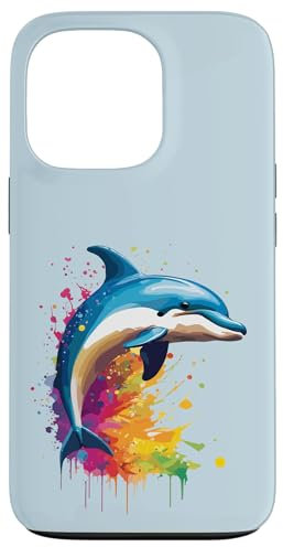 Custodia per iPhone 13 Pro arcobaleno donna uomo ragazza delfini regali bambini 128