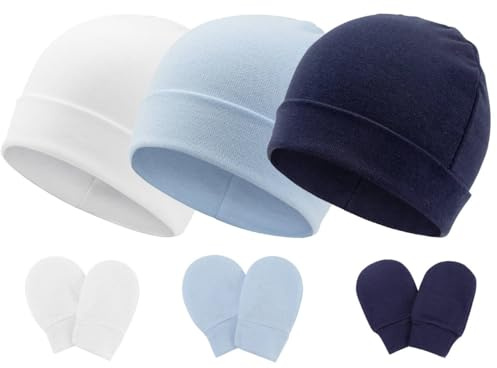 DRESHOW Neugeborenes Baby Mütze Hut und Handschuhe Set Beanie Bekleidung Unisex Infant Hut Kindergarten Mütze Baby Jungen Mädchen 0-6 Monate