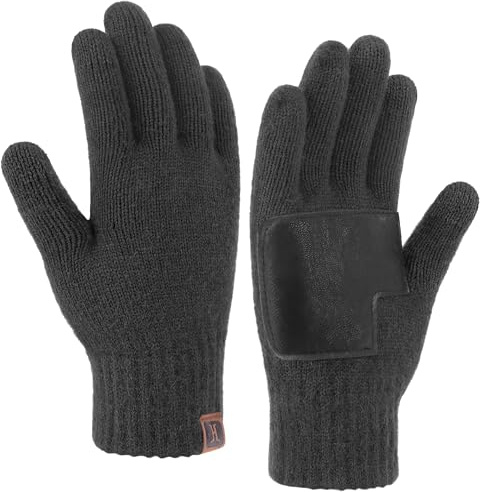 ZASFOU Thermo Handschuhe Herren Winter Warm Touchscreen Winterhandschuhe Rutschfeste Strickhandschuhe Geschenk Für Männer