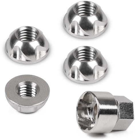 EFUTURETIME 4 x Dadi Antifurto M8×1,25 con Bussola, Acciaio Inox 303