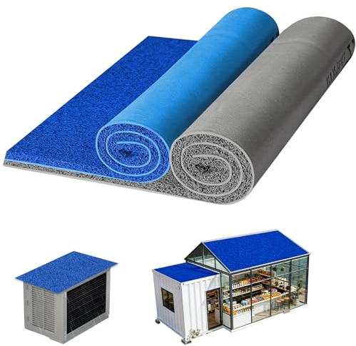 Wasserdichte Schallschutzmatte für Balkon, Carport & Gartenhaus, Trittschallmatte für Außenbereich, Wasserdichter PVC Ideal Zur Dämmung Von Regen- und Hagelgeräuschen(Blue,1.6x7m(62.9x275.5in))