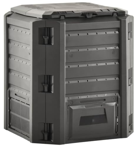 Composteur de Jardin, Bac à Compost Composteur Thermique Compostage Rapide pour Déchets Noir 380 L