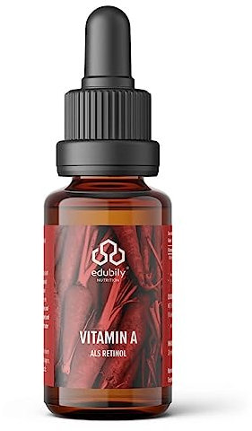 edubily nutrition Gotas de vitamina A como aceite de retinol • 400 UI de palmitato de retinilo por gota - 2000 UI por día • Vegano • En aceite MCT de coco