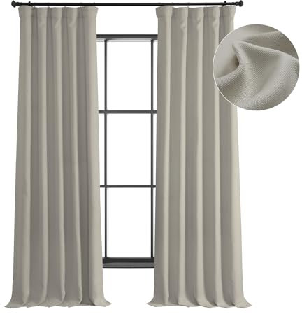 HPD Half Price Drapes Faux Linen Textured Room Darkening Curtains for Bedroom 108 Inches Long (1 Panel), 50W X 108L Curtains for Living Room Home Decor, Birch