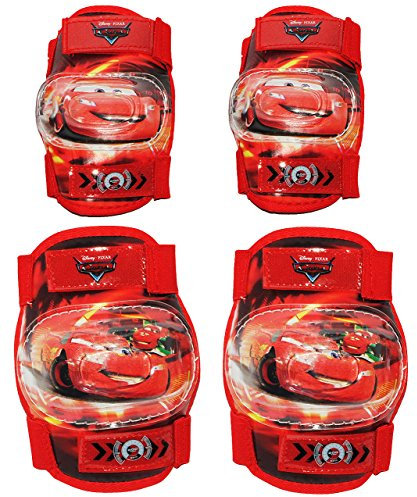 alles-meine.de GmbH 4 TLG. Set: Knieschützer + Ellenbogenschützer - Cars/Lightning McQueen - Auto - für Circa 5 bis 12 Jahre - für Kinder - Gelenkschützer Knieschoner Inlin..