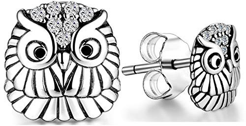 Elegant S925 Silber Damen Ohrstecker Exquisite Zirkon Damenohrringe Damenschmuck Frauen (Silber Eule)