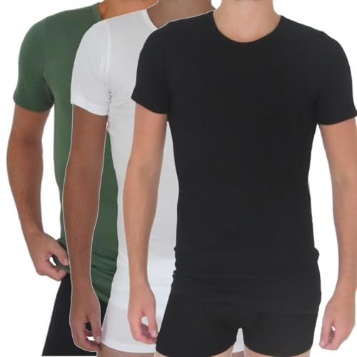 HERMKO 3847 3er Pack Herren extralanges Kurzarm Shirt (+10cm) aus 100% Bio-Baumwolle, Größe:D 12 = EU 6XL, Farbe:Mix w/s/o