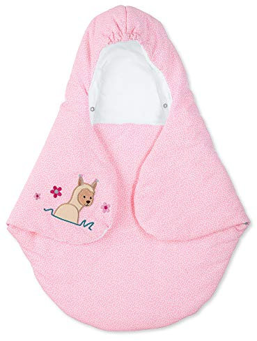 Sterntaler Einschlagdecke Kuschelzoo, Lama Lotte, Wattiert, Alter: Für Babys ab der Geburt, 75 x 90 cm, Rosa