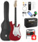Donner 39 Inch Electric Guitar Beginner Kit Red Full-Size Starter Package HSS Pick Up with All Accessories Amp Online Lesson Bag Tuner Capo Strap String Amp Cable Picks DST-100R