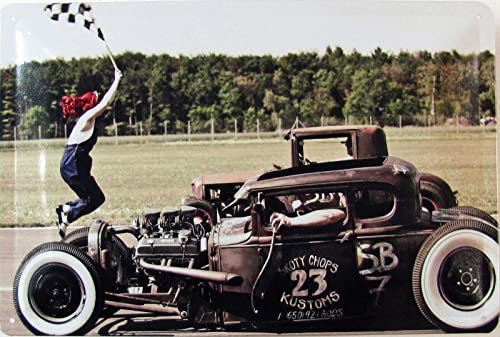 Blechschild 20x30cm gewölbt pin up Start Hot Rod Race Car Auto Deko Geschenk Schild