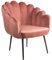 Poltrona Imbottita Con Schienale a Conchiglia, Poltroncina da Camera da Letto In velluto Rosa e Gambe Nere 64X67X77 CM