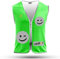 REEFLEXX Warnweste Kinder Sicherheitsweste, erhöhte Sichtbarkeit im Straßenverkehr, Schule, Fahrrad oder Auto, Solid Green Smiley - Größe S