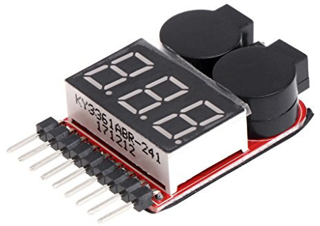 luosh testeur de Batterie Alarme de Buzzer Basse Tension, Batterie de Bateau RC 1-8S Lipo/Li-ION/Fe 2 en 1 testeur LED indicateur de Basse Tension testeur vérificateur