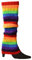 HONGBI Damen Bunte Fußwärmer Beinstulpen aus Baumwollmischung Fluoreszierende Beinwärmer Gestrickt Stulpen Leg Warmers Regenbogenfarben One size