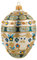 Miss Christmas Palace Collection 2024 Weihnachtsbaumschmuck aus geblasenem Glas, Blau und Gold, 12,7 cm, elegantes Blumenmuster