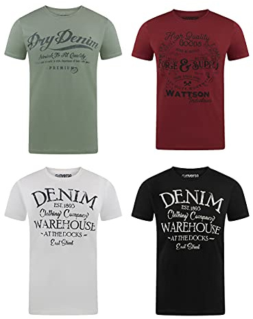 riverso Tshirt Herren Baumwolle Regular Fit RIVLeon 4er Set Pack Rundhals Kurzarm Sommer Tee Shirt Print, Größe:5XL, Farbe:Farbmix 22