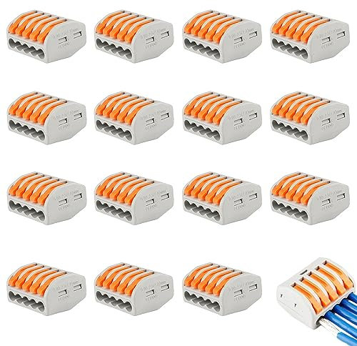 CEEYSEE 17 Stück Elektrische Klemmleisten 5 Pin Push Kabelverbinder Schnell Klemmenblock SpleißVerbinder kompakte Drahtverbinder mit Federhebel (5 Pin)