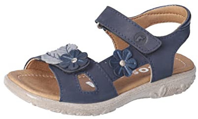 RICOSTA Mädchen Riemchensandalen Cilla, Kinder Sandalen, Weite: Mittel, lammfell-Stiefel, gefüttert, wasserdicht, Sommerschuhe, Nautic (170), 30 EU