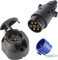 SPARKMOTO 7 Pin Trailer plug and 7pin Trailer socket,12V 7 Pin Trailer Towing Plug Socket With Blue Trailer Plug Holder Cover,Trailer Wiring Connector plug socket for Caravan RV Car Vans (Rubber Cap)