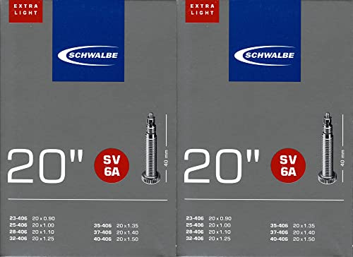 2X Schwalbe SV 6A 20 Zoll Extra Light Schlauch Sclaverand Ventil