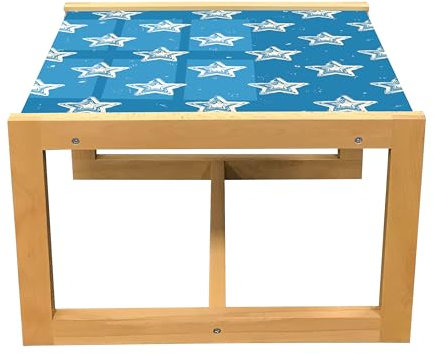 ABAKUHAUS Sterne Couchtisch, Spots und Hand gezeichnet, Acrylglas-Mitteltisch mit Holzrahmen für Büros Wohnheime, Klein Größe, Sea Blue Eggshell