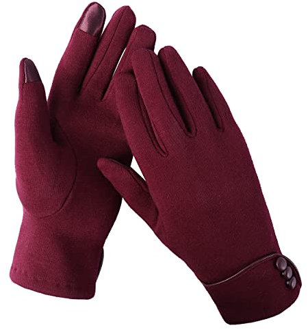 Irdcomps Handsche Touchscreen Damen Winter Warm Winterhandschuhe mit Thermofleece Gefüttert Rot