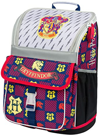 Baagl Schulranzen Mädchen Jungen für 1. Klasse - Ergonomische Schultasche für Kinder - Schulrucksack mit Brustgurt - Grundschule Ranzen Tornister (Harry Potter Gryffindor)