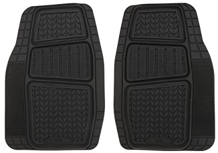Armor All® 2-Piece Durasport Black Rubber Deep Tray Floor Mats - Heavy Duty, All-Weather Protection, Easy to Clean, Non-Slip Design for Ultimate Car Interior Safety and Style (80020ADC)