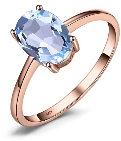 JewelryPalace Echt Edelstein Granat Citrin Peridot Blautopas Amethyst Ringe Rosegold, Verlobungsring Promise Solitär Ring Silber 925 Damen, Silberringe Damenring Antragsring Ringe, Damen Schmuck 54