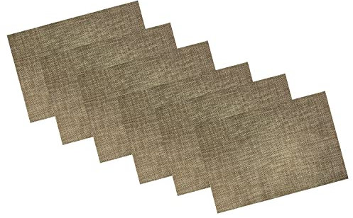 Juego de 6 Manteles Individuales Tejidos Dorados Bajoplatos de Mesa (18 x 12 pulgadas)