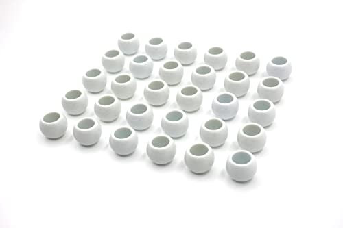 Lot de 30 boules élastiques à bascule de 2,2 cm avec bords coupés en plastique trempé pour tendeurs et tendeurs (blanc, 30)