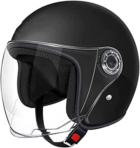 Casque Bol Demi-Jet Homologué ECE Casque Demi-Casques avec Visière Casques Face Ouverte Hommes Femmes ECE Approved Vintage Casque De Moto pour Scooter Cyclomoteur Cruiser 1,55-65cm