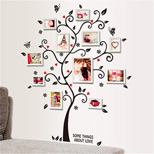 RIAAJ Diy Bilderrahmen Baum Mit Schmetterling Wandaufkleber Für Heimtextilien Lving Zimmer Sofa Tv Hintergrund Wandbild Kunst Pvc Decals-MULTI