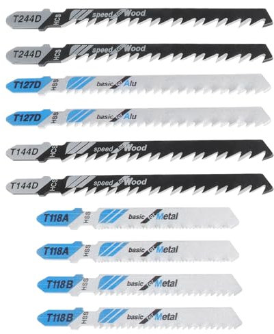 YINETTECH 10-teiliges Stichsägeblatt Set für Holz Und Metall T-Schaft Sägeblätter für Alle Stichsägen Kompatibel mit Bosch Kompatibel mit Makita Kompatibel mit Black & Decker