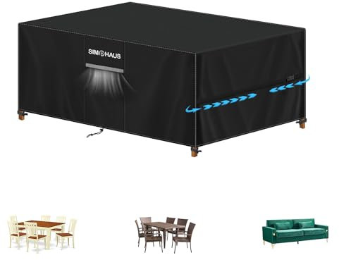 SIMPHAUS Housse de Table de Jardin Extérieur Housse Protection Ensemble Table Chaise Jardin Housse pour Table de Jardin Rectangulaire Couverture Table de Jardin Imperméable Oxford Tissu 150x90x75cm
