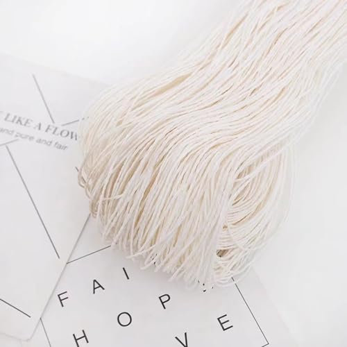 Wambere Etwa 200g Buntes Bastband 2mm Raffia Bast Bastschnur Bastbänder Gehäkelter Bast für DIY Kunsthandwerk Geschenkverpackung Hochzeit Party Dekorieren Handstricken Häkeln Sommerhut,Weiß