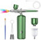 KUWUNG Airbrush Kit with Compressor, 48PSI Cordless Non-Clogging High-Pressure Air Brush Gun with Type-C Charge,0.3mm Nozzle and Cleaning Brush Set for Graffiti Painting,Nail Art,Makeup,Beauty,Spray
