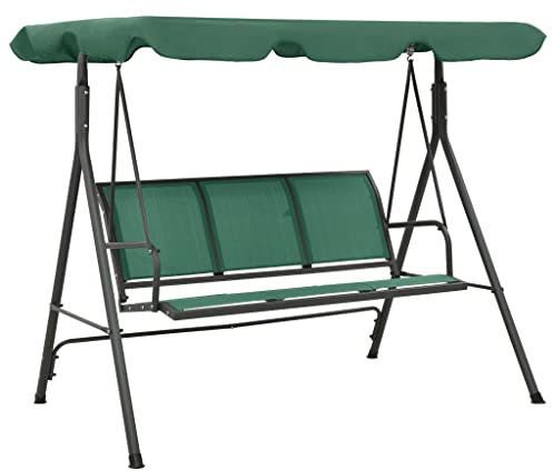 Wenjnigqi-363323 Hollywoodschaukel für den Garten, Stahl und Textilene, Grün, 170 cm