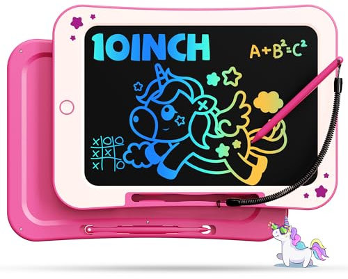 TEKFUN Tablette Dessin Enfant Jouets Enfant, 10 Pouces Ardoise Magique, 3 4 5 6 7 Ans Garçon Fille,Tablette d'écriture LCD, éducatifs Jouet Cadeaux d'anniversaire de Noël pour Enfants (Rose)