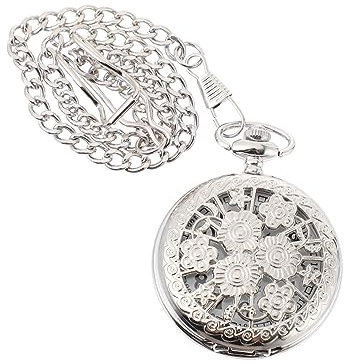 WESIEVYA Quarz-Taschenuhr mit Blumen-Design Relief-Taschenuhr stilvoll für den Vatertag zufällige Farbe